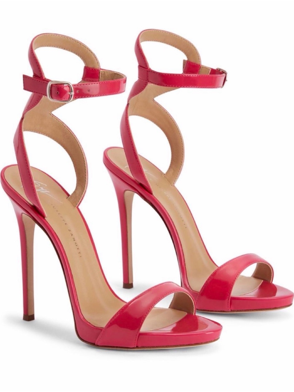 Giuseppe Zanotti Pink Patent Leather Ankle-Strap Stiletto Sandals